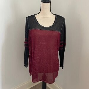 Red Black Burnout Baseball Tee sz XL Grunge Y2K Edgy TShirt Punk Emo Colorblock